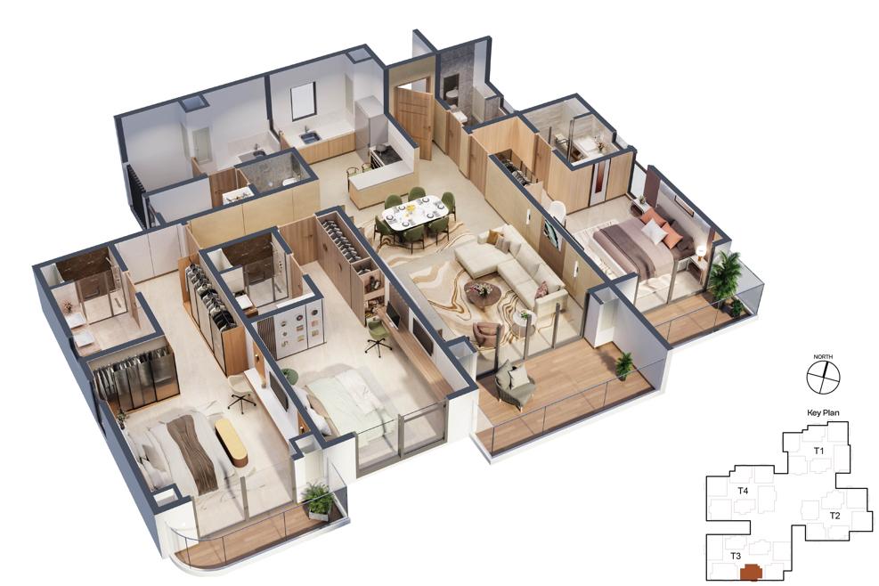3 BHK floor plan